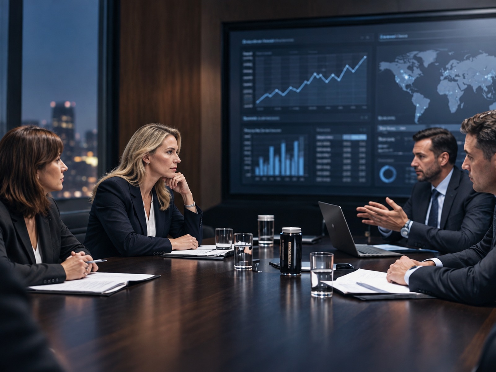 Executivos em reunião estratégica